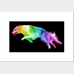 Running Rainbow Borzoi Dog Posters and Art